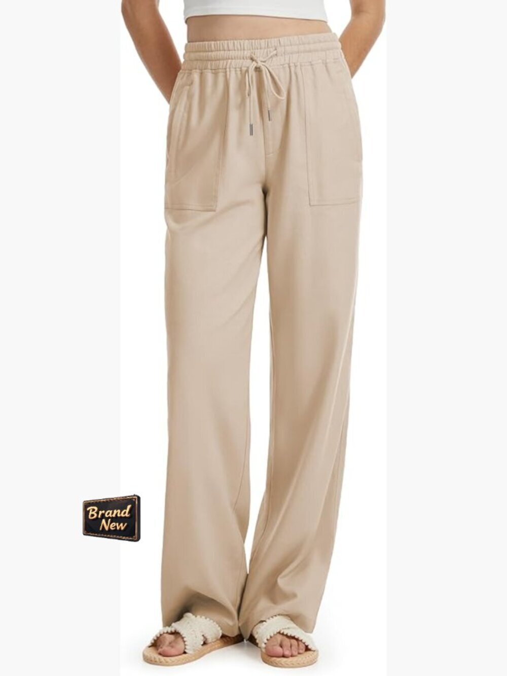 Tall Women Wide Leg Linen Palazzo Pants 32/34/36 Inseam with Pockets